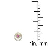 0.80 Carat (ctw) 14K Yellow Gold Round Cut Pink Sapphire & White Diamond Ladies Cluster Swirl Stud Earrings 3/4 CT