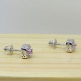 0.25 Carat (ctw) 10K White Gold Round Cut Pink Sapphire & White Diamond Ladies Square Frame Halo Stud Earrings 1/4 CT
