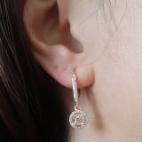 0.50 Carat (ctw) 14K Rose Gold Round Cut Champagne & White Diamond Ladies Cluster Halo Style Dangling Drop Earrings 1/2 CT