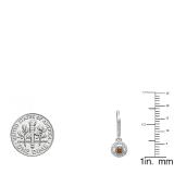 0.50 Carat (ctw) 14K White Gold Round Cut Champagne & White Diamond Ladies Cluster Halo Style Dangling Drop Earrings 1/2 CT