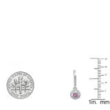 0.50 Carat (ctw) 14K White Gold Round Cut Pink Sapphire & White Diamond Ladies Cluster Halo Style Dangling Drop Earrings 1/2 CT