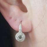 0.45 Carat (ctw) 10K White Gold Round Cut Black & White Diamond Ladies Cluster Halo Style Milgrain Drop Earrings 1/2 CT