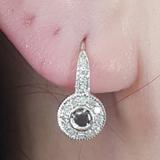 0.45 Carat (ctw) 14K White Gold Round Cut Black & White Diamond Ladies Cluster Halo Style Milgrain Drop Earrings 1/2 CT
