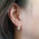 0.45 Carat (ctw) 14K Rose Gold Round Cut Ruby & White Diamond Ladies Cluster Halo Style Milgrain Drop Earrings 1/2 CT