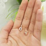 0.45 Carat (ctw) 14K Rose Gold Round Cut Ruby & White Diamond Ladies Cluster Halo Style Milgrain Drop Earrings 1/2 CT