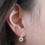 0.45 Carat (ctw) 14K Rose Gold Round Cut Ruby & White Diamond Ladies Cluster Halo Style Milgrain Drop Earrings 1/2 CT