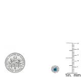0.50 Carat (ctw) 14K White Gold Real Round Cut Blue & White Diamond Ladies Cluster Stud Earrings 1/2 CT