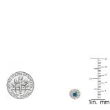 0.50 Carat (ctw) 14K Yellow Gold Real Round Cut Blue & White Diamond Ladies Cluster Stud Earrings 1/2 CT
