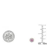 0.50 Carat (ctw) 10K Rose Gold Real Round Cut Pink Sapphire & White Diamond Ladies Cluster Stud Earrings 1/2 CT