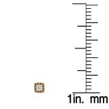 0.50 Carat (ctw) 10K Yellow Gold Round Cut Champagne & White Diamond Ladies Square Frame Halo Stud Earrings 1/2 CT