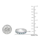 1.60 Carat (ctw) 18K White Gold Round Cut Blue & White Diamond Ladies Milgrain Anniversary Wedding Stackable Band