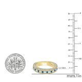 1.60 Carat (ctw) 18K Yellow Gold Round Cut Blue & White Diamond Ladies Milgrain Anniversary Wedding Stackable Band