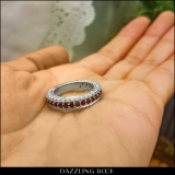1.60 Carat (ctw) 14K White Gold Round Cut Ruby & White Diamond Ladies Milgrain Anniversary Wedding Stackable Band