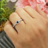 0.40 Carat (ctw) 10K White Gold Round Cut Blue Sapphire & White Diamond Ladies Bridal Solitaire With Accents Engagement Ring