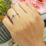 0.40 Carat (ctw) 18K White Gold Round Cut Blue Sapphire & White Diamond Ladies Bridal Solitaire With Accents Engagement Ring