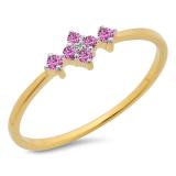 0.10 Carat (ctw) 14K Yellow Gold Round Cut Pink Sapphire Ladies Bridal Engagement Promise Ring 1/10 CT