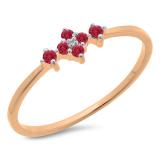 0.10 Carat (ctw) 14K Rose Gold Round Cut Ruby Ladies Bridal Engagement Promise Ring 1/10 CT