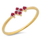 0.10 Carat (ctw) 14K Yellow Gold Round Cut Ruby Ladies Bridal Engagement Promise Ring 1/10 CT