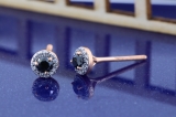 0.35 Carat (ctw) 10k Rose Gold Round Black & White Diamond Halo Stud Earrings