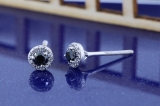 0.35 Carat (ctw) 14k White Gold Round Black & White Diamond Halo Stud Earrings