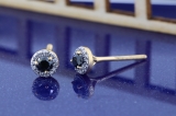 0.35 Carat (ctw) 14k Yellow Gold Round Black & White Diamond Halo Stud Earrings