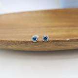 0.35 Carat (ctw) 14k Yellow Gold Round Blue & White Diamond Halo Stud Earrings
