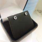 0.35 Carat (ctw) 14k White Gold Round Blue Sapphire & White Diamond Halo Stud Earrings