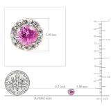 0.35 Carat (ctw) 10k Rose Gold Round Pink Sapphire & White Diamond Halo Stud Earrings