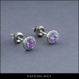0.35 Carat (ctw) 10k White Gold Round Pink Sapphire & White Diamond Halo Stud Earrings