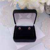 0.35 Carat (ctw) 10k White Gold Round Ruby & White Diamond Halo Stud Earrings