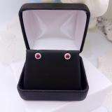 0.35 Carat (ctw) 10k White Gold Round Ruby & White Diamond Halo Stud Earrings