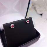 0.35 Carat (ctw) 10k White Gold Round Ruby & White Diamond Halo Stud Earrings