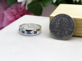 0.85 Carat (ctw) 10K White Gold Round White & Blue Diamond Mens Anniversary Wedding Band Ring