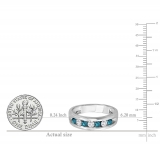 0.85 Carat (ctw) 10K White Gold Round White & Blue Diamond Mens Anniversary Wedding Band Ring