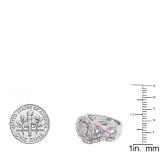 0.53 Carat (ctw) 10K White Gold Round Pink Sapphire And White Diamond Womens Micro Pave Engagement Ring Set 1/2 CT