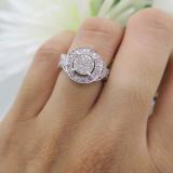 0.53 Carat (ctw) 10K White Gold Round Pink Sapphire And White Diamond Womens Micro Pave Engagement Ring Set 1/2 CT