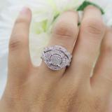 0.53 Carat (ctw) 10K White Gold Round Pink Sapphire And White Diamond Womens Micro Pave Engagement Ring Set 1/2 CT