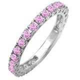 1.00 Carat (ctw) 14K White Gold Round Pink Sapphire Eternity Sizeable Stackable Ring Anniversary Wedding Band 1 CT