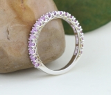 1.00 Carat (ctw) 14K White Gold Round Pink Sapphire Eternity Sizeable Stackable Ring Anniversary Wedding Band 1 CT