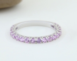 1.00 Carat (ctw) 14K White Gold Round Pink Sapphire Eternity Sizeable Stackable Ring Anniversary Wedding Band 1 CT