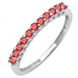 0.40 Carat (ctw) 10K White Gold Round Ruby Anniversary Stackable Wedding Band