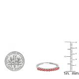 0.40 Carat (ctw) 10K White Gold Round Ruby Anniversary Stackable Wedding Band