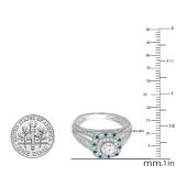 1.10 Carat (ctw) 10K White Gold Round Cut Blue & White Diamond Ladies Split Shank Vintage Style Bridal Halo Engagement Ring 1 CT