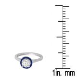 0.50 Carat (ctw) 10K White Gold Round Blue Sapphire & White Diamond Ladies Bridal Halo Style Engagement Ring 1/2 CT