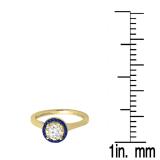 0.50 Carat (ctw) 10K Yellow Gold Round Blue Sapphire & White Diamond Ladies Bridal Halo Style Engagement Ring 1/2 CT