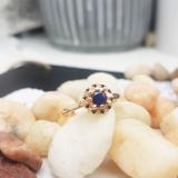 0.50 Carat (ctw) 10K Rose Gold Round Blue Sapphire & White Diamond Ladies Bridal Halo Style Engagement Ring 1/2 CT