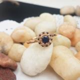 0.50 Carat (ctw) 14K Rose Gold Round Blue Sapphire & White Diamond Ladies Bridal Halo Style Engagement Ring 1/2 CT
