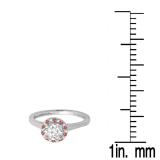0.50 Carat (ctw) 14K White Gold Round Ruby & White Diamond Ladies Bridal Halo Style Engagement Ring 1/2 CT