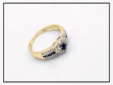 0.55 Carat (ctw) 10K Yellow Gold Round Cut Blue Sapphire & White Diamond Ladies Bridal Heart Shaped Promise Engagement Ring 1/2 CT