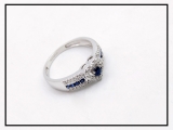 0.55 Carat (ctw) 14K White Gold Round Cut Blue Sapphire & White Diamond Ladies Bridal Heart Shaped Promise Engagement Ring 1/2 CT